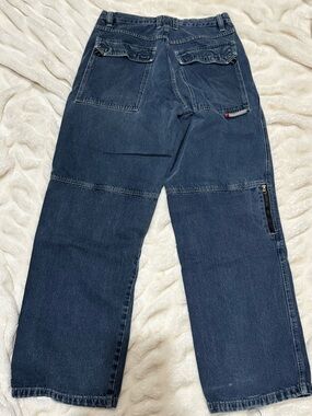 Plugg Men’s Jeans Y2K Skater 33x34 Baggy Wide Leg Carpenter Workwear Zip Cargo